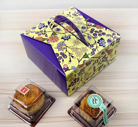 【紫色迷情 】4粒装手提月饼小礼盒 蛋糕饼干盒 礼品包装盒1商品大图
